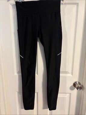 Xersion Black High-Waist Leggings with Reflective Trim